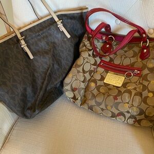 Coach w/Red hearts Signature Tote w/extra Michael Kors bag!